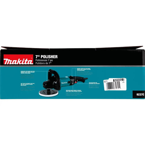 Box of 7-Inch Polisher With Pro Grade Variable Speed Dial and Rubberized Loop Handle showing product image and features