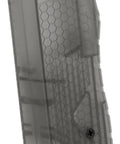 Black Compact Polymer Speedloader For 4.5mm.177 Airguns with injection molded body and hex pattern grip, lockable plunger visible