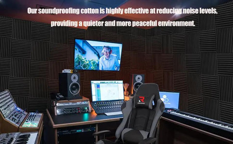 50 Pack Black Wedge Acoustic Foam Panels 1x12x12 Inches High Density Sound Absorbing Wall Tiles for a professional studio.