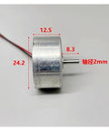 Mini 24mm Round DC Motor RF-300C-12180 High Speed 14000 RPM 1.5V To 6V Small Spindle Motor side view with measurements