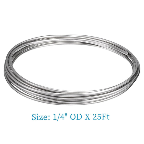 Stainless steel tubing coil, 1/4 in OD x 10 ft, 304 welded tubing, Amazon brand