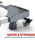 Adjustable Mobile Base For Heavy Appliances From 27.5 To 35.4 Inches With 8 Locking Wheels And 4 Feet, close-up of wheel and foot detail.