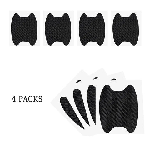 Dope Carbon Fiber Style Car Door Handle Cup Protectors Stickers Kit, Anti Scratch Non Marking Film, 4 Pack, Black, Universal Fit