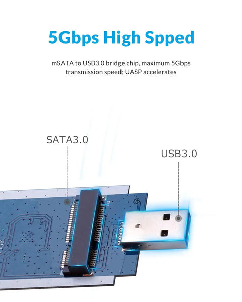 Close-up of 5Gbps USB3.0 and SATA3.0 connectors on Turn Your Spare mSATA Drive Into a Pocket USB 3.0 SSD With No Cable Required enclosure.
