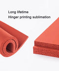 Red 15x15 Inch Silicone Heat Press Pad 0.3 Inch Thick For Heat Transfer Machine, rolled and laid flat, durable rubber texture