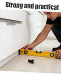 Person using a level with Metal Cabinet Door Repair Pins Kit With Spring Loaded Shaft Pins For Sliding Doors And Furniture Hinges DIY.