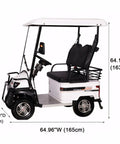 2 Person Electric Golf Cart Adult Work Vehicle With Storage Box 800W 60V Motor For Hunting Beach Farm Hotel 12Mph Max Speed side view with dimensions