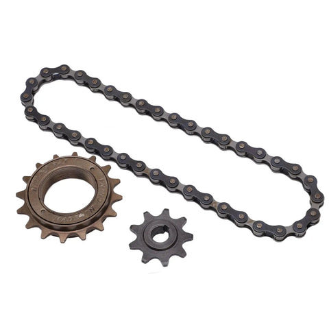 Beefy Mountain Bike Chain Kit With 16 Tooth Sprocket 9 Tooth Gear And 38 Link Chain For Simple Bike Modifications And Conversions Built From Steel
