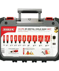 Carrying case of Bi-Metal Hole Saw Set With Snap-Lock Plus System For Beefy Deep Cuts, 2-3/8 Inch Cutting Depth, 40 Percent Deeper Holes.