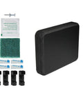 Dockside Ready Marine Grade Transducer Mounting Plate For Boats, Standard 4.55 By 3.58 By 0.8 Inches, Black Hull Mount Block, Includes Scouring Pad, Cable Clips, 3M Adhesives And Push Pins, shown with mounting kit