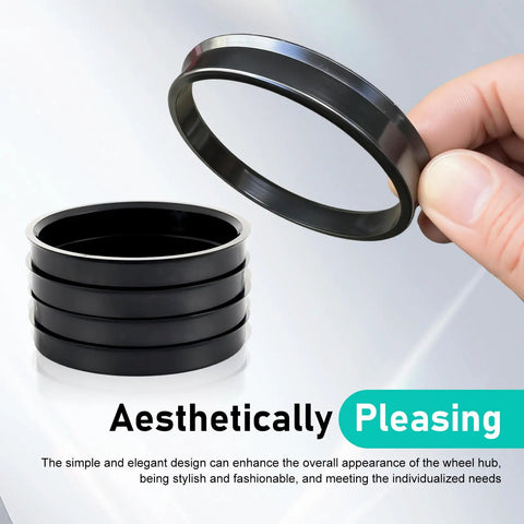 4 Pack Hub Centric Rings 66 6 To 57 1 Mm Plastic Adapters For All Cars And Trucks showcasing black design and precise fit.
