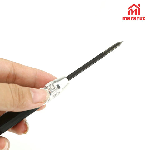 Close-up of hand holding 4 Piece Triangular Scraper Deburring Tool Set With Adjustable Trimming Blades And SC1300 Handle
