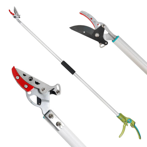Cut And Hold Pole Pruner With 4 Point 2 Foot Reach And 180 Degree Rotating Handle, Easy Grip SK5 Steel Blade Cuts Up To Half Inch