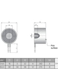 Technical drawing of Two Pack 24V Electric Lifting Magnet With 8 Kg Pull, showing dimensions and specifications in mm.