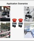 Heavy Duty 22mm Red Mushroom Emergency Stop Push Button Switch With Panel Mount Base For Machinery 660V 10A 1NC self locking rotary reset on factory machines