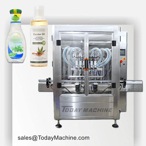Straight Fire Fully Automatic Liquid Filling And Capping Station For Perfume Hand Wash And Essential Oil Bottles, stainless steel with two bottles.