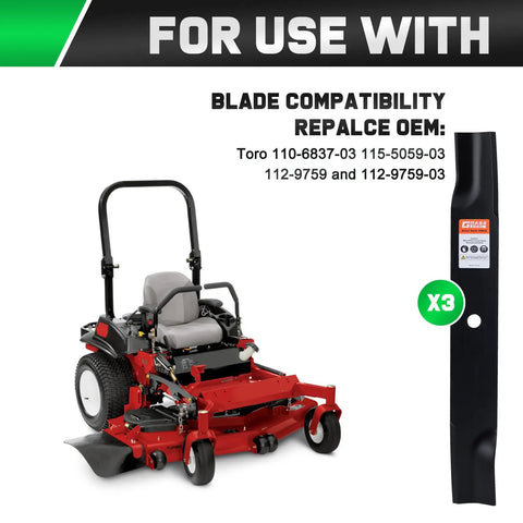 Timecutter 50 Inch Mower Blades Replacement For Toro Timecutter Zero Turn Mowers 50 Deck High Lift Durable Edge For Clean Cut And Performance