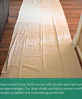 Must Have Canvas Drop Cloth For Painting 4x5 Feet Pack Of 1 8oz Painter Drop Cloths All Purpose Tarps spread on floor