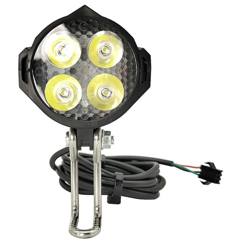 Lit Ebike Front Light With Horn for night riding waterproof 4 light headlight with 3 pin connector and cable