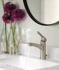 Danika Single Handle 1 Hole Bathroom Faucet In Spot Resist Brushed Nickel For A Crisp Clean Look With Fingerprint Resistant Finish