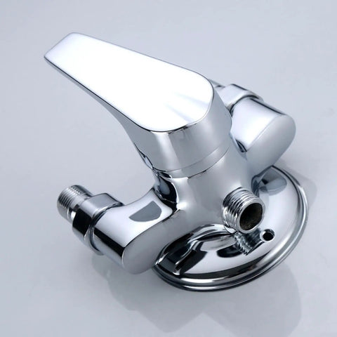 Modern Universal Ch Shower Mixer Faucet Deck Mount Hot & Cold Water Sink T & Shower Fixtures for ContemporaBathrooms and Kitchens, chrome finish, side view.