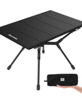 YL01 Portable Camping Table No Tools Required Quick Setup Lightweight Aluminum Folding Table for Hiking Tailgating Picnics Beach And Travel, shown unfolded beside its carry bag