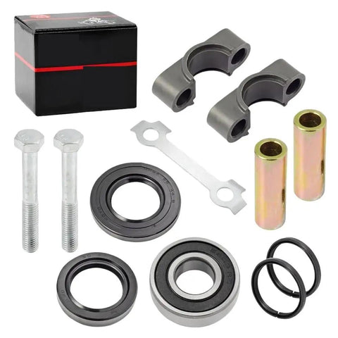 Steering Stem Bearing Kit With Bushing Collar And Oil Seal For Banshee Grizzly Warrior YFM125 YFM250 YFM700 And YFZ450 shown with parts