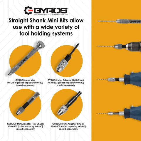 Pro Grade Carbon Steel Micro Drill Bit Set With 12 Mini Twist Drills For Jewelry Resin And Soft Metal Crafting displayed with adapters.