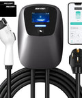 No-Brainer Level 2 EV Charger 48 Amp 240V With NEMA 14-50 Plug Smart App Control WiFi Enabled RFID Access Gray with charger cable