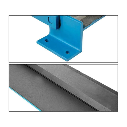Close-up of Heavy Duty Hot Air Acrylic Bender And Industrial Metal Forming Brake featuring blue steel base and flat sheet support.