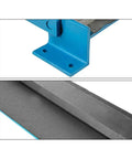 Pro Grade Portable Metal Bending Brake Roller For Sheet Steel And Aluminum Plates Adjustable Heat Control With Dual Locking C Clamps, close-up of blue metal base.