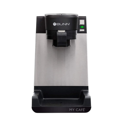 Front view of My Café Single Cup Multi-Use Coffee Brewer For Coffee Tea And Loose Leaf, Four Easy Brew Styles, Black SST Finish.