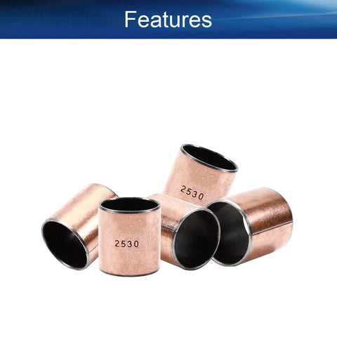 4 Heavy Duty Bronze Sintered Sleeve Bearings showing 2530 markings, 25mm Bore, used for machines and industrial fixes.