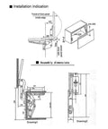 Installation diagram for Smooth Vertical Lift Cabinet Door Hinge For 6-8Kg Doors No-Fuss Pneumatic Flap Up Support Durable Iron Build