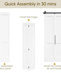 Installation steps for Top Shelf Two Panel Bifold Barn Door In Crisp White Primer Coating Measuring 36 By 84 Inches