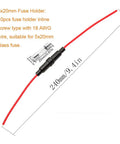 Inline Fuse Holder Kit With Wire And 150 Piece Fast Blow Glass Fuses 15 Amp Ratings red wire shown with fuse holder