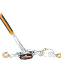 Side view of Five Ton Come Along Winch With Eleven And A Half Foot Steel Cable Dual Gear Heavy Duty Ratchet Puller For Vehicle Rescue