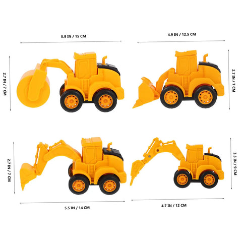 4 Piece Front End Loader Plastic Engineering Vehicle Models For Compact Construction Trucks Built For Kids, side view