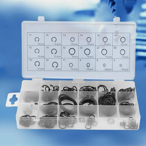 225 Piece Retaining Ring Set With 18 Sizes Internal And External Circlips In Alloy Steel Snap Ring Assortment With Storage Box
