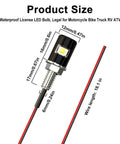 Hella Bright 12V Waterproof License Plate Light Kit dimensions with 5050 SMD bulb, screw bolt mount, 18.1-inch wire.
