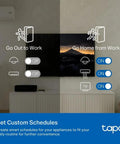Smart IR And IoT Hub With Chime Universal Remote for TVs in living room with schedule settings displayed on TV