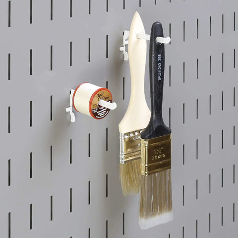 Narrow 3.5-Inch Reach Slotted Peg Hooks Set for Paint Brushes and Spools, Metal Pegboard Organizer, 4 Pack, Black, Wall Mount Storage