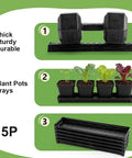 Five Pack Plastic Window Sill Plant Saucers With Removable Drain Hole Rectangular 16 By 5.5 By 1.5 Inches Thick Black Trays