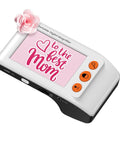 Grab And Go Portable Digital Magnifier With 3.5 Inch LCD Screen And Foldable Handle showing a message to the best mom
