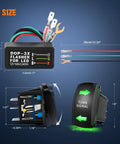 Turn Signal Switch Kit With Flasher Relay for ATV UTV Tractor and Motorcycle 4 Pin SPDT Rocker Switch Green LED size chart