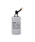CBB60 Run Capacitor 16uF 450V AC For Motors 50/60Hz 38mm By 70mm Cylindrical Capacitor, gray body with black leads