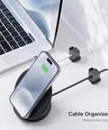 Six Pack Cable Organizer Clips with no-residue adhesive on desk setup securing USB cables beside laptop and phone
