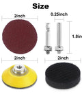 Pro Grade 2 Inch Sanding Discs Kit With Hook And Loop Backing Pad And One Quarter Inch Shank, 300 Pcs Grit Range 80 To 3000, size details