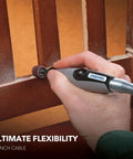 Dremel flex shaft rotary tool with comfort grip and 36-inch cable used on wood railing