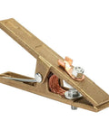 Heavy Duty Brass A Shape Ground Welding Earth Clamp Rated For 300 Amps, showing detailed design and copper connection for secure welding.